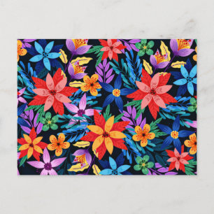 Cartão Postal Padrão Floral Exótico Colorido-68578