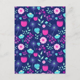 Cartão Postal Padrão floral fofo de fundo