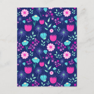 Cartão Postal Padrão floral fofo de fundo