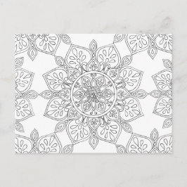 Cartão Postal Padrão Floral Mandala para Coloração de Adultos
