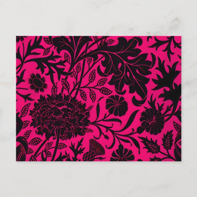 Cartão Postal Padrão floral negro bonito e vítreo em neon (Frente)