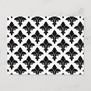 Cartão Postal Padrão Floral Preto e Branco Retrô