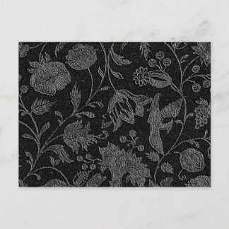 Cartão Postal Padrão floral preto elegante