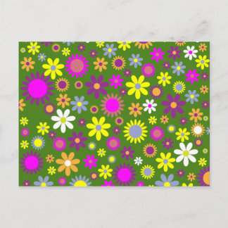 Cartão Postal Padrão Floral Retroativo - Papel de parede de flor