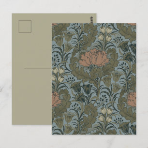 Cartão Postal Padrão Floral Vitoriano Antigo Terracota Sage