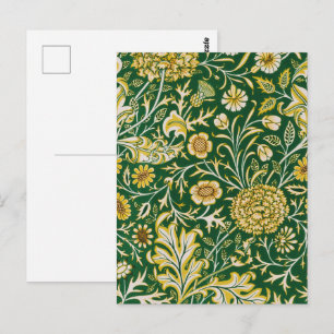 Cartão Postal Padrão Floral William Morris Cherwell Verde