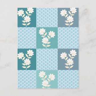 Cartão Postal Padrão Floral Xadrez Elegante e Sem Costura