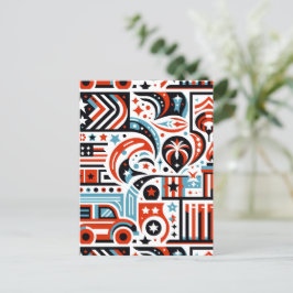 Cartão Postal Padrão Generativo de 4 de Julho