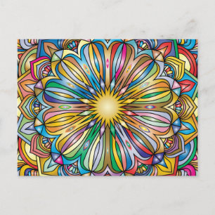 Cartão Postal Padrão Geométrico Abstrato de Flor de Mandala Colo
