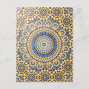 Cartão Postal Padrão geométrico de azulejos, Marrocos