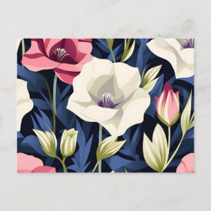 Cartão Postal Padrão Geométrico Moderno da Flor Lisianthus