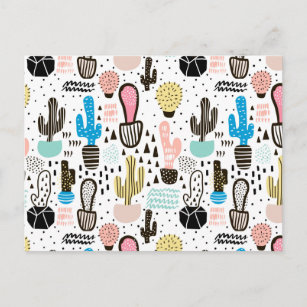 Cartão Postal Padrão Geométrico Moderno do Cactus