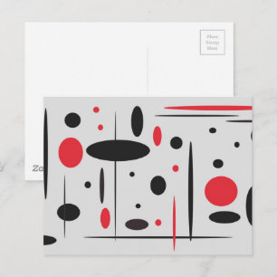 Cartão Postal Padrão Geométrico Negra e Vermelho Moderno e Min