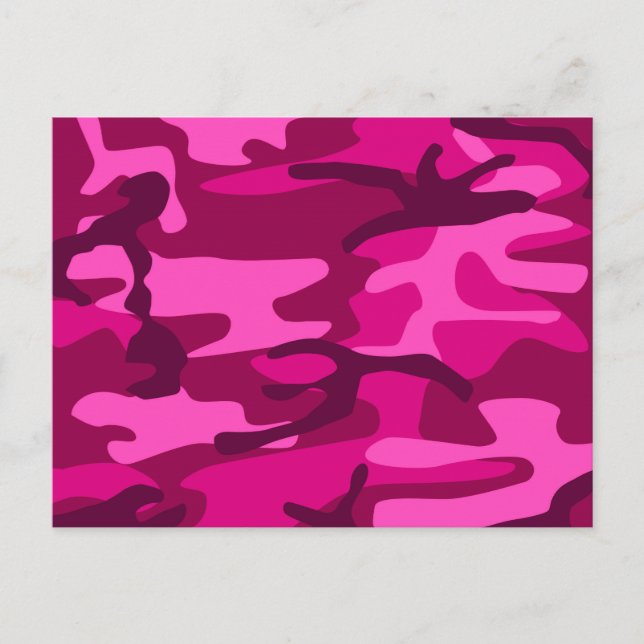 Cartão Postal Padrão Girly da Camouflage Fuchsia Camo Rosa Quent (Frente)