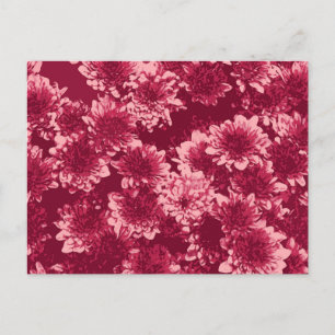 Cartão Postal Padrão Gráfico Moderno Dahlia, Borgonha e Rosa