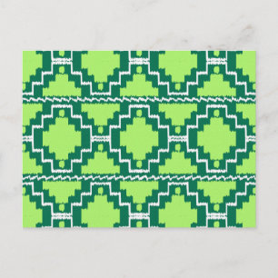 Cartão Postal Padrão Ikat Aztec - Floresta e Verde limão