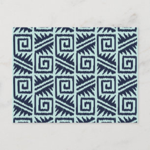 Cartão Postal Padrão Ikat Aztec - Indigo e Azul Claro