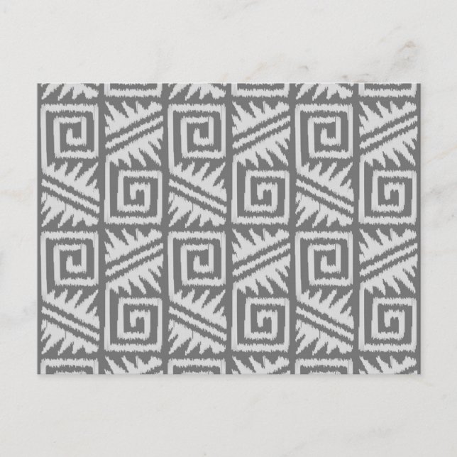 Cartão Postal Padrão Ikat Aztec - Sombras de Cinza / Cinza (Frente)