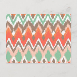 Cartão Postal Padrão ikat de zag zag zag zag tribal aztec