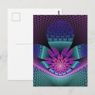 Cartão Postal Padrão incomum Flor Fantasia Fractal Colorida