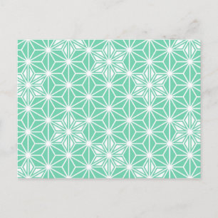 Cartão Postal Padrão japonês Asanoha - aqua claro