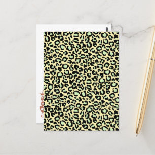 Cartão Postal Padrão-leopardo em Mint Green em aveia