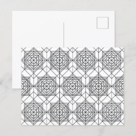 Cartão Postal Padrão linear de Abstrato branco e preto da vinhet