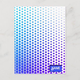 Cartão Postal padrão listrado pontilhado azul e roxo