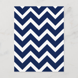 Cartão Postal Padrão marinho Azul e Branco Chevron Zigzag