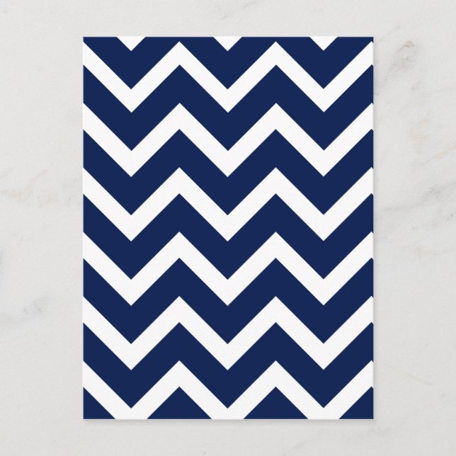Cartão Postal Padrão marinho Azul e Branco Chevron Zigzag (Frente)