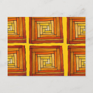 Cartão Postal padrão marrom de arte deco retrô quadrado