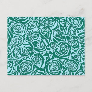 Cartão Postal Padrão moderno de Rosa de Abstrato, Teal e Aqua