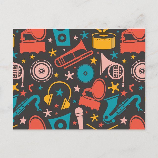 Cartão Postal Padrão Musical - Instrumentos (Frente)