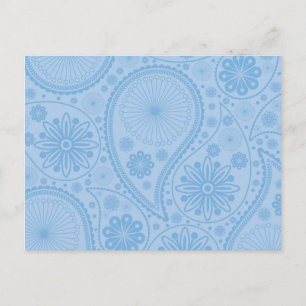 Cartão Postal Padrão paisley azul