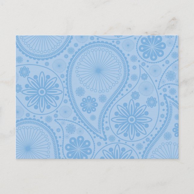 Cartão Postal Padrão paisley azul (Frente)