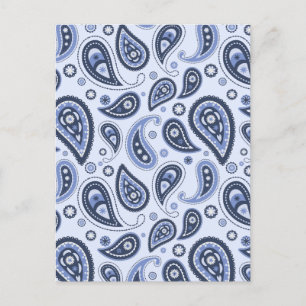 Cartão Postal Padrão Paisley Azul