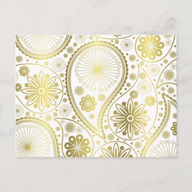 Cartão Postal padrão paisley Dourado (Frente)