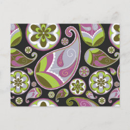 Cartão Postal Padrão Paisley Roxo
