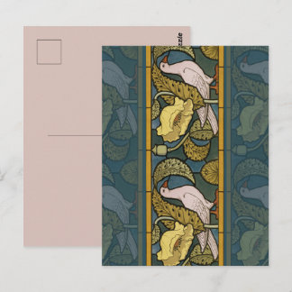 Cartão Postal Padrão Pombo Peixe Art Nouveau Antigo Verneuil