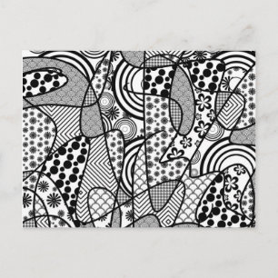 Cartão Postal Padrão Preto e Branco Remendado 02
