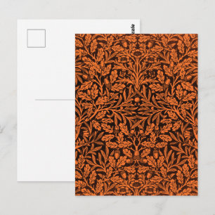 Cartão Postal Padrão Preto Laranja Queimado Vintage William Morr