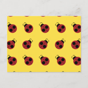 Cartão Postal padrão retro amarelo ladybug 60s