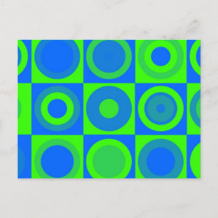 Cartão Postal Padrão Retroativo Azul E Verde