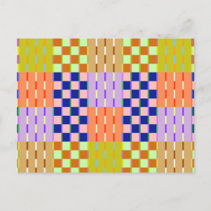 Cartão Postal Padrão Retroativo Geométrico Verificado Minimalist