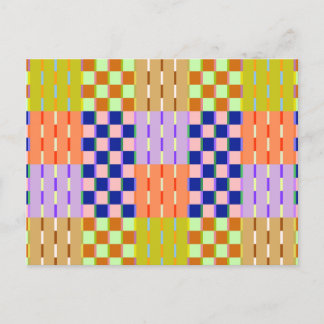 Cartão Postal Padrão Retroativo Geométrico Verificado Minimalist