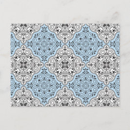 Cartão Postal Padrão Rococó Azul Floresce