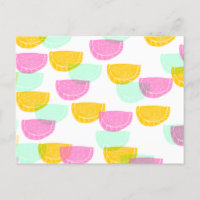 Padrão Rosa Verde Amarelo de Melancia em Aquarela 