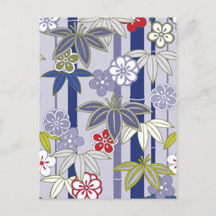 Cartão Postal Padrão Sinônimo japonês branco vermelho púrpur