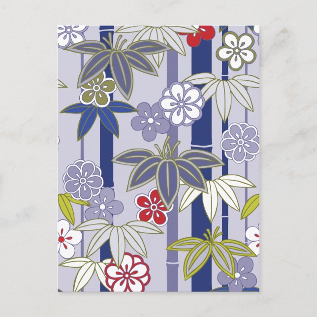 Cartão Postal Padrão Sinônimo japonês branco vermelho púrpura pú (Frente)