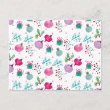 Padrão Temático de Natal Pintado à Mão com Aquarel